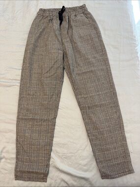 SHEIN Gray Plaid Drawstring Men’s Pants